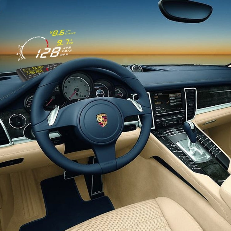 X3 Bluetooth 5,5 pollici Auto OBDII / EUOBD HUD Sistema di sicurezza Head Up Display montato sul veicolo, supporta velocità e consumo di carburante, allarme di velocità eccessiva, temperatura dell'acqua, ecc., X3 5.5 inch