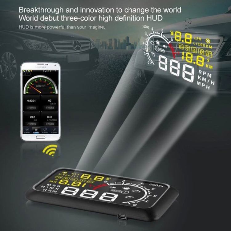 X3 Bluetooth 5,5 pollici Auto OBDII / EUOBD HUD Sistema di sicurezza Head Up Display montato sul veicolo, supporta velocità e consumo di carburante, allarme di velocità eccessiva, temperatura dell'acqua, ecc., X3 5.5 inch