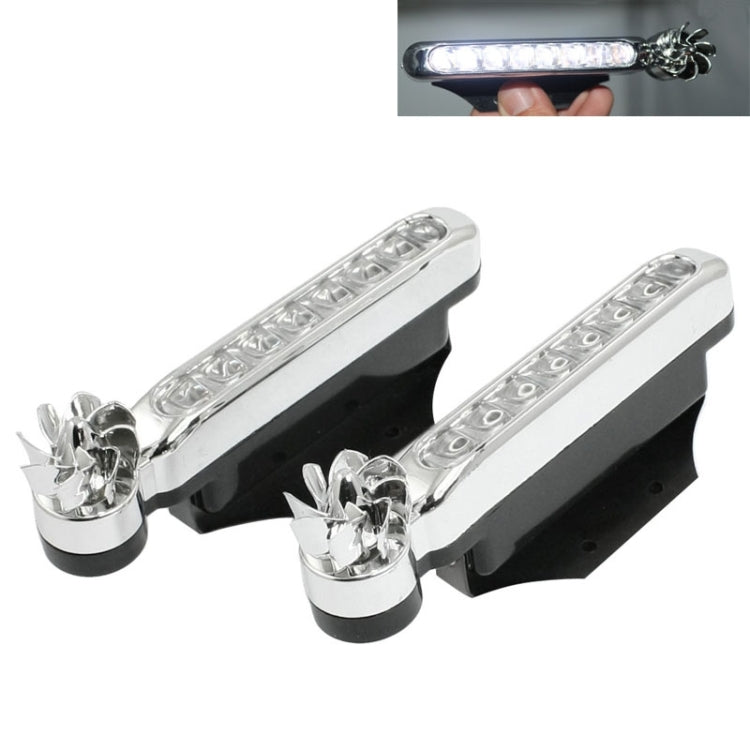 2 lampadine a LED da 8 pezzi, luci decorative per auto alimentate dal vento, Blue LED, White LED