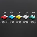 Set di 50 fusibili a lama 10A / 15A / 20A / 25A / 30A per autoveicoli, 50 PCS