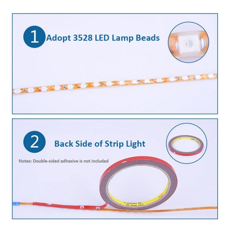 5 strisce luminose per auto Flow Style 45 LED 3528 SMD impermeabili per decorazione auto, DC 12V, lunghezza: 45 cm, 45cm Dark Blue, 45cm Green, 45cm Ice Blue, 45cm Pink, 45cm Red, 45cm White, 45cm Yellow