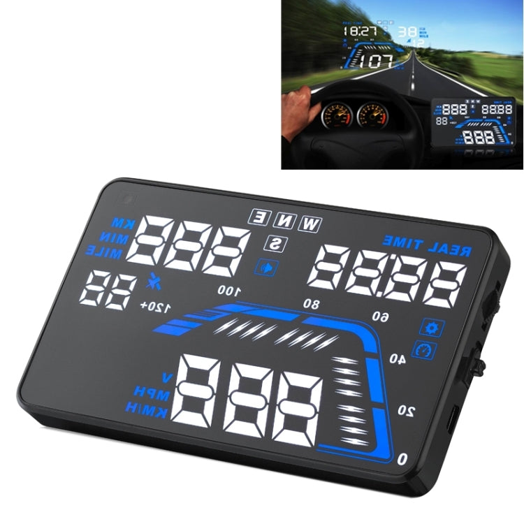 Q7 HUD GPS per auto da 5,5 pollici Sistema di sicurezza Head Up Display montato sul veicolo, supporto per velocità, tempo reale, altitudine, allarme di velocità eccessiva e numero satellitare, ecc., Q7