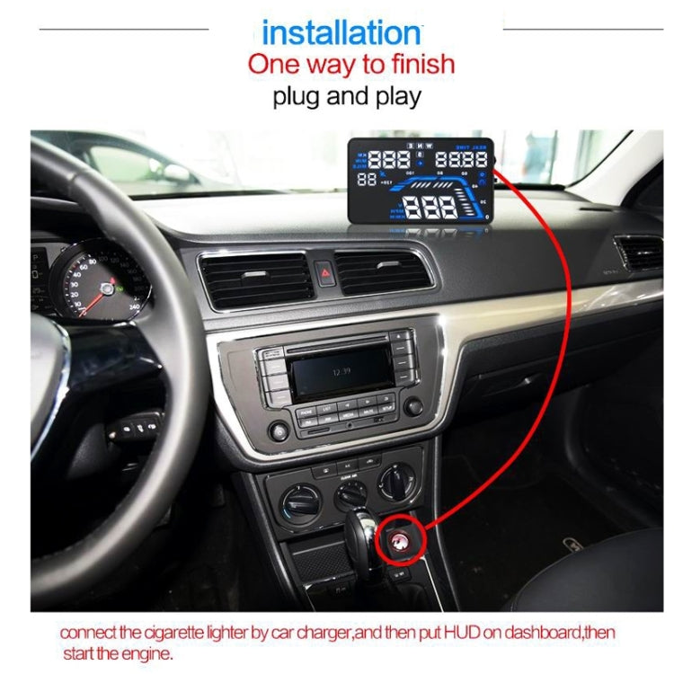 Q7 HUD GPS per auto da 5,5 pollici Sistema di sicurezza Head Up Display montato sul veicolo, supporto per velocità, tempo reale, altitudine, allarme di velocità eccessiva e numero satellitare, ecc., Q7