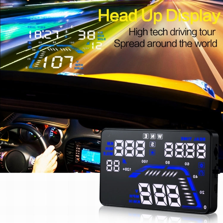 Q7 HUD GPS per auto da 5,5 pollici Sistema di sicurezza Head Up Display montato sul veicolo, supporto per velocità, tempo reale, altitudine, allarme di velocità eccessiva e numero satellitare, ecc., Q7