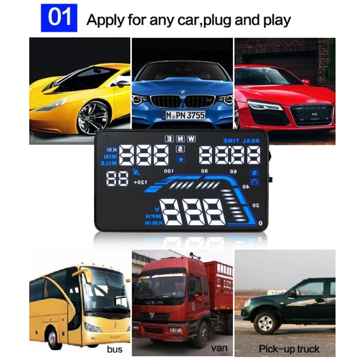 Q7 HUD GPS per auto da 5,5 pollici Sistema di sicurezza Head Up Display montato sul veicolo, supporto per velocità, tempo reale, altitudine, allarme di velocità eccessiva e numero satellitare, ecc., Q7