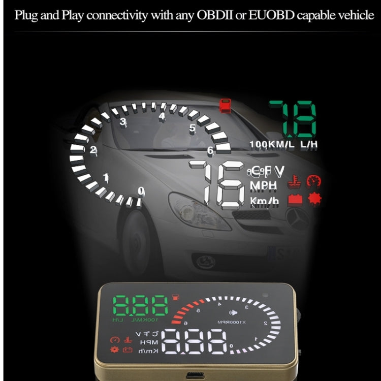 X6 3,5 pollici Auto OBDII / EUOBD HUD Sistema di sicurezza Head Up Display montato sul veicolo, supporto velocità, temperatura dell'acqua, allarme di velocità, consumo di carburante, tensione della batteria, ecc., X6