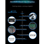 X6 3,5 pollici Auto OBDII / EUOBD HUD Sistema di sicurezza Head Up Display montato sul veicolo, supporto velocità, temperatura dell'acqua, allarme di velocità, consumo di carburante, tensione della batteria, ecc., X6