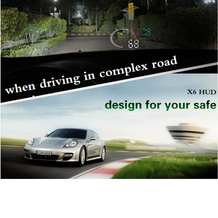 X6 3,5 pollici Auto OBDII / EUOBD HUD Sistema di sicurezza Head Up Display montato sul veicolo, supporto velocità, temperatura dell'acqua, allarme di velocità, consumo di carburante, tensione della batteria, ecc., X6