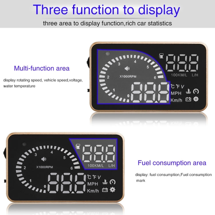 X6 3,5 pollici Auto OBDII / EUOBD HUD Sistema di sicurezza Head Up Display montato sul veicolo, supporto velocità, temperatura dell'acqua, allarme di velocità, consumo di carburante, tensione della batteria, ecc., X6
