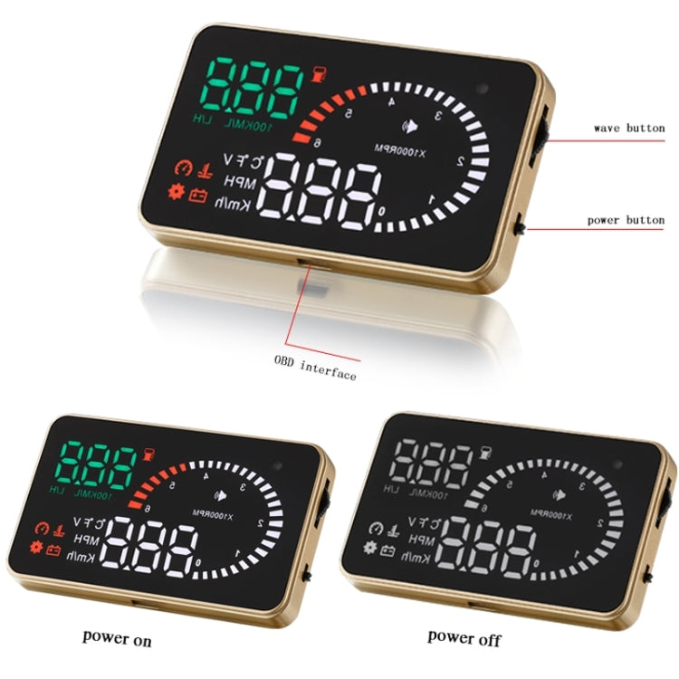 X6 3,5 pollici Auto OBDII / EUOBD HUD Sistema di sicurezza Head Up Display montato sul veicolo, supporto velocità, temperatura dell'acqua, allarme di velocità, consumo di carburante, tensione della batteria, ecc., X6