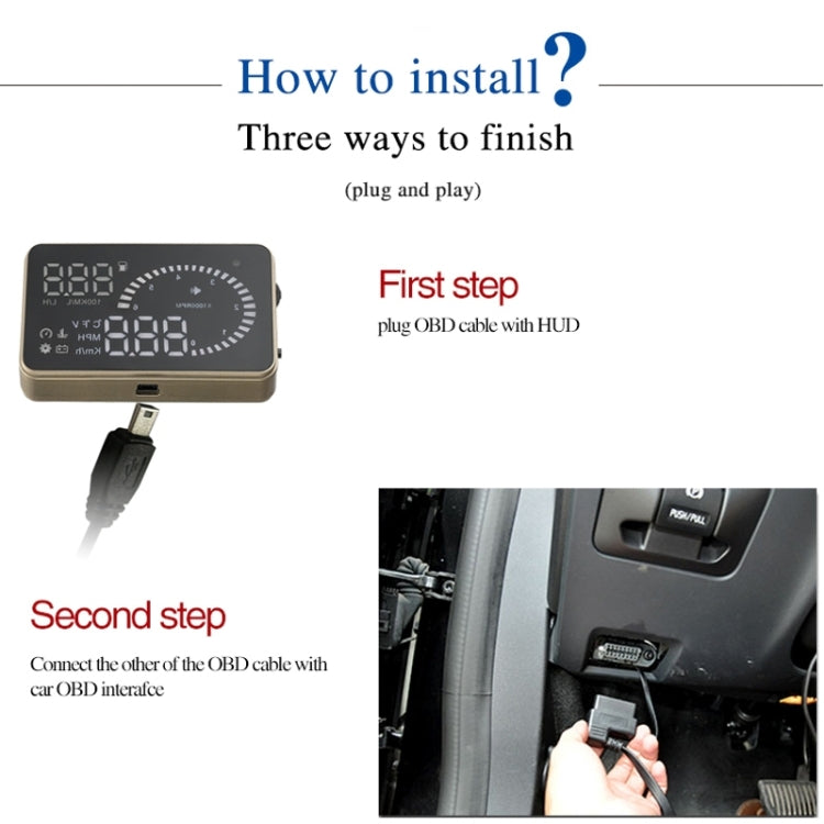 X6 3,5 pollici Auto OBDII / EUOBD HUD Sistema di sicurezza Head Up Display montato sul veicolo, supporto velocità, temperatura dell'acqua, allarme di velocità, consumo di carburante, tensione della batteria, ecc., X6