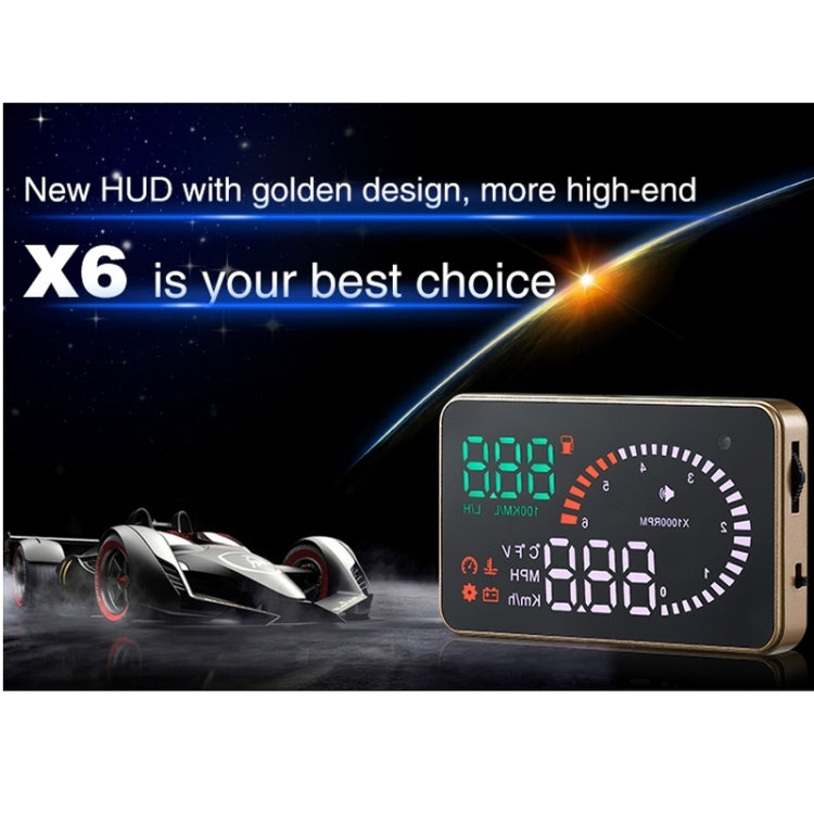 X6 3,5 pollici Auto OBDII / EUOBD HUD Sistema di sicurezza Head Up Display montato sul veicolo, supporto velocità, temperatura dell'acqua, allarme di velocità, consumo di carburante, tensione della batteria, ecc., X6