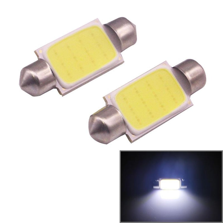 2 PZ 39mm 1.5W 80LM Luce bianca 1 COB LED Luci di lettura targa Lampadina per auto, 39mm