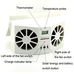 Radiatore del sistema di ventilazione del dispositivo di raffreddamento della ventola fredda per auto ad energia solare da 2 W, con display della temperatura, 2W Solar Powered Fan