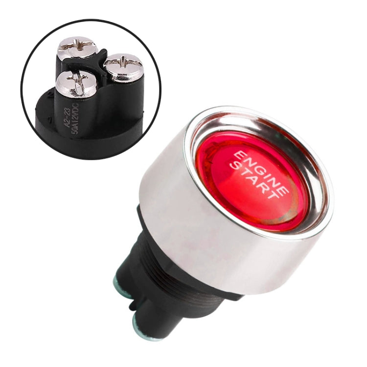Interruttore di accensione a spinta con luce blu per le corse sportive, DC 12V, DC 12V(Red)