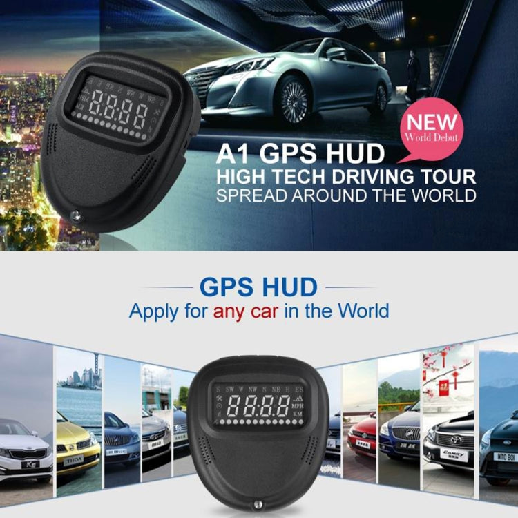 A1 2.0 pollici GPS per auto HUD Head Up Display Sistema di sicurezza montato sul veicolo, supporto velocità e tempo reale, altitudine e allarme di velocità eccessiva, bussola, MPH e sonno automatico, KM e segnale satellitare, A1
