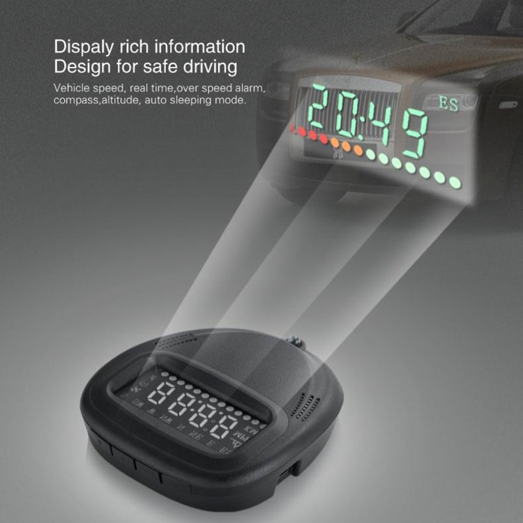 A1 2.0 pollici GPS per auto HUD Head Up Display Sistema di sicurezza montato sul veicolo, supporto velocità e tempo reale, altitudine e allarme di velocità eccessiva, bussola, MPH e sonno automatico, KM e segnale satellitare, A1