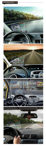 A8 Sistema di allarme HUD OBDII per auto da 5,5 pollici Proiettore Head Up Display montato sul veicolo con LED, supporta consumo di carburante e allarme di velocità eccessiva, temperatura dell'acqua e diagnosi di guasti, A8