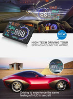 A8 Sistema di allarme HUD OBDII per auto da 5,5 pollici Proiettore Head Up Display montato sul veicolo con LED, supporta consumo di carburante e allarme di velocità eccessiva, temperatura dell'acqua e diagnosi di guasti, A8