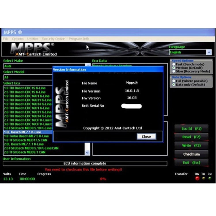 MPPS V16.1.02 ECU Chip Tuning Strumento diagnostico professionale per EDC15 / EDC16 / EDC17 Inkl CHECKSUM Memoria di lettura e scrittura, Diagnostic Tool