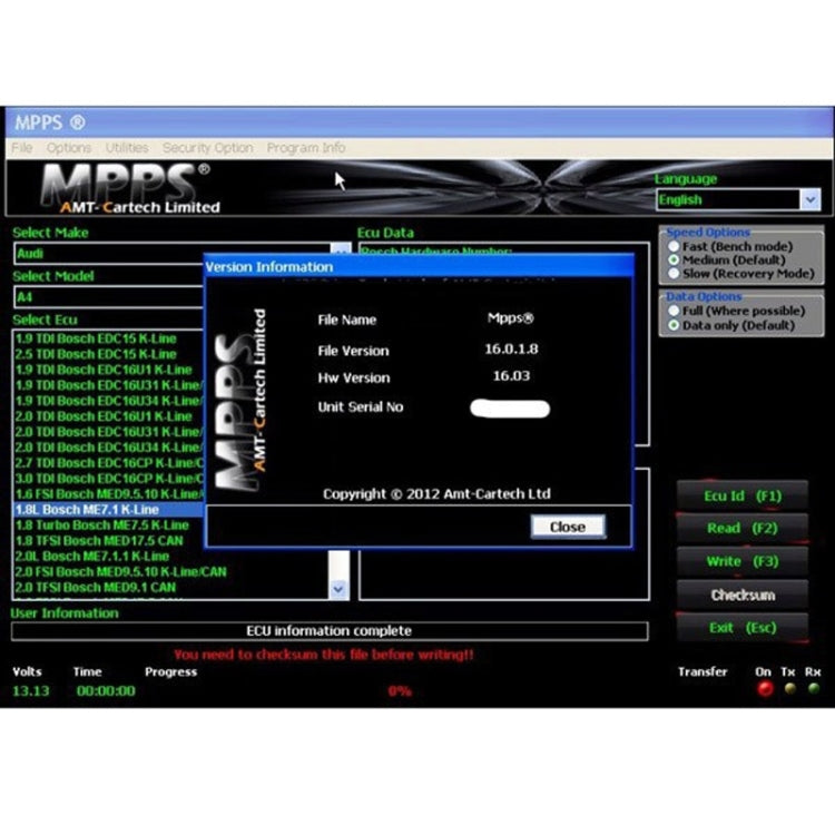 MPPS V16.1.02 ECU Chip Tuning Strumento diagnostico professionale per EDC15 / EDC16 / EDC17 Inkl CHECKSUM Memoria di lettura e scrittura, Diagnostic Tool