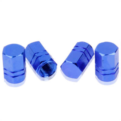 Cappucci per stelo valvola pneumatici in alluminio anodizzato blu 4 pz, Anodized Aluminum