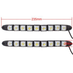2 luci di marcia diurna per auto a LED a serpente flessibile 4,5W 9 LED SMD 5050, DC 12V, 4.5W