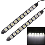 2 luci di marcia diurna per auto a LED a serpente flessibile 5W 10 LED SMD 5050, DC 12V, 5W