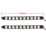 2 luci di marcia diurna per auto a LED a serpente flessibile 5W 10 LED SMD 5050, DC 12V, 5W