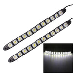2 luci di marcia diurna per auto a LED a serpente flessibile 6W 12 LED SMD 5050, DC 12V, 6W