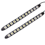 2 luci di marcia diurna per auto a LED a serpente flessibile 6W 12 LED SMD 5050, DC 12V, 6W