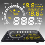 W02 Sistema di avviso del consumo di carburante HUD OBDII per auto da 5,5 pollici Proiettore Head Up Display montato su veicolo con LED, W02