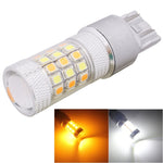 T20/7443 8W 420LM Luce bianca + gialla 42 LED 2835 SMD Lampadina luce freno auto, DC 12V, T20
