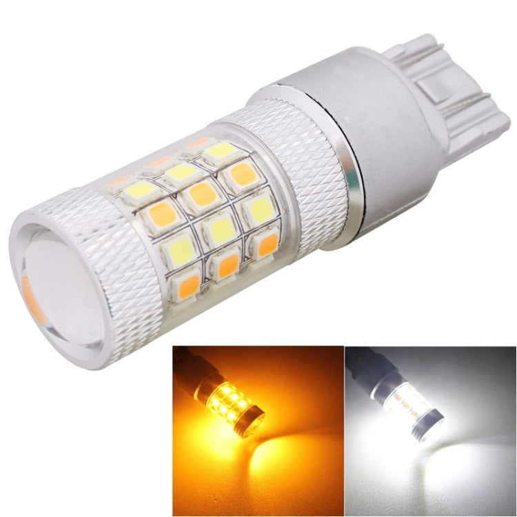 T20/7443 8W 420LM Luce bianca + gialla 42 LED 2835 SMD Lampadina luce freno auto, DC 12V, T20