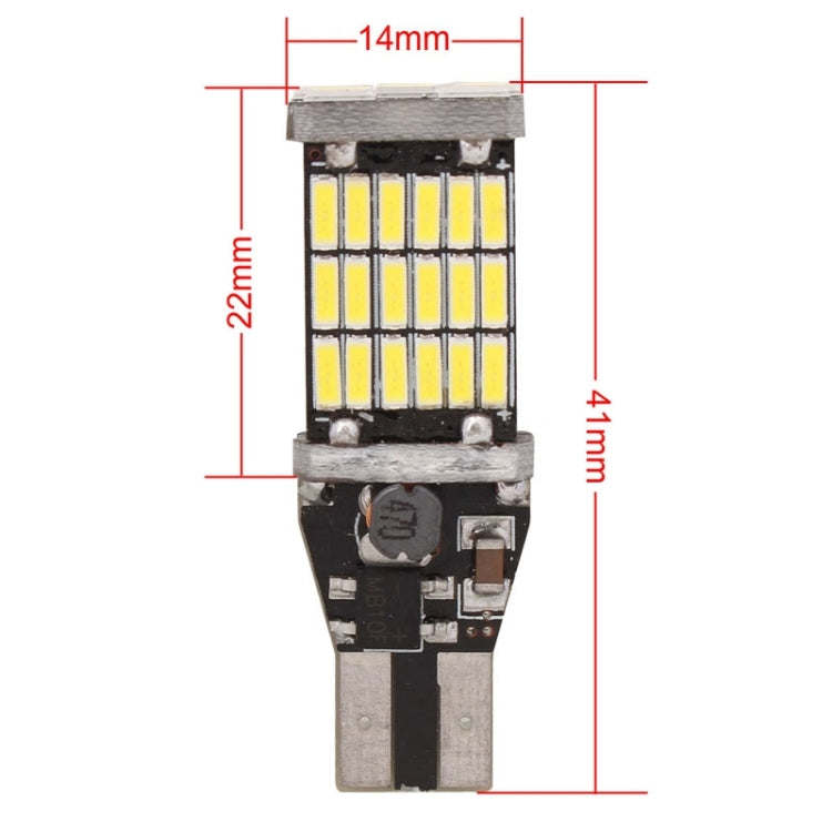2 PZ T15 W16W 9W 450LM Luce bianca 45 LED 4014 SMD Luce freno per auto Lampada retromarcia Lampadina luce di parcheggio, DC 12V, T15