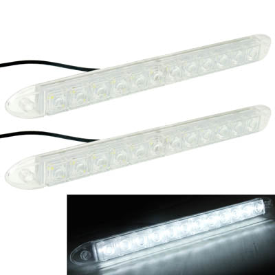 Luci di marcia diurna DRL bianche 2 x 12 LED impermeabili per auto, DC 12V, White DC 12V