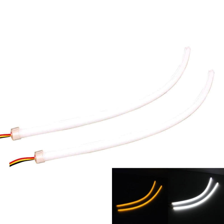 2 PZ 4.5W 270LM 6500K 597-577nm Bianco + Giallo Tubo LED cablato Luce di marcia diurna DRL Lampada sterzo, DC12V, Lunghezza lampada: 45 cm, 4.5W 270LM