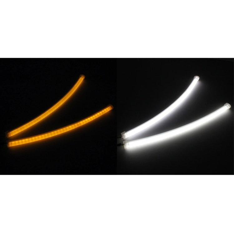 2 PZ 3W 180LM 6500K 597-577nm Bianco + Giallo Tubo LED cablato Luce di marcia diurna DRL Lampada sterzo, DC12V, Lunghezza lampada: 30 cm, 3W 180LM