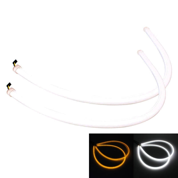 2 pezzi 6W 360LM 6500K 597-577nm bianco + giallo tubo LED cablato luce di marcia diurna DRL lampada di sterzo, DC12V, lunghezza della lampada: 60 cm, 6W 360LM