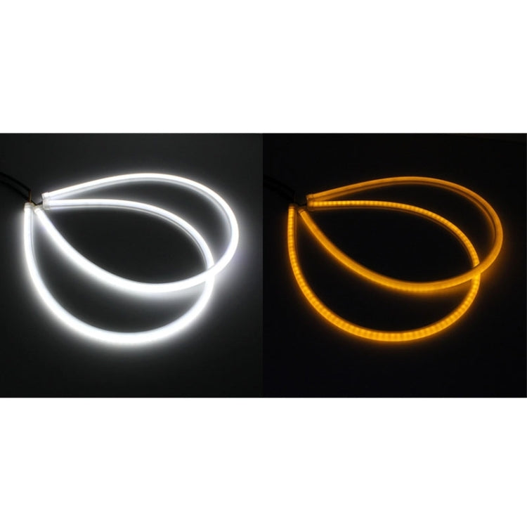 2 pezzi 6W 360LM 6500K 597-577nm bianco + giallo tubo LED cablato luce di marcia diurna DRL lampada di sterzo, DC12V, lunghezza della lampada: 60 cm, 6W 360LM