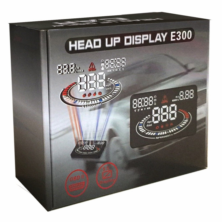 E300 da 5,5 pollici per auto OBDII/EUOBD HUD Sistema di sicurezza Head Up Display montato sul veicolo, supporta velocità e consumo di carburante, allarme di velocità eccessiva, consumo di carburante, temperatura dell'acqua, ecc., E300