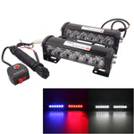 2 PZ 6 pollici 6 LED 2 x 18W Spia flash per auto Rosso + Blu Cambia luce di emergenza impermeabile bianca, DC 12V, Light Red + Blue Change White
