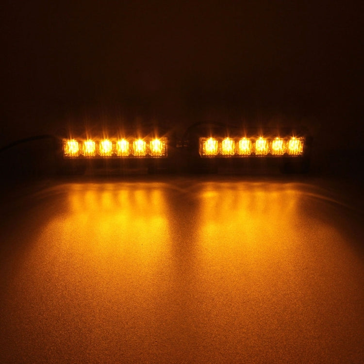 2 PZ 6 pollici 6 LED 2 x 18W Spia flash per auto Giallo Cambia luce di emergenza impermeabile bianca, DC 12V, Yellow Change White