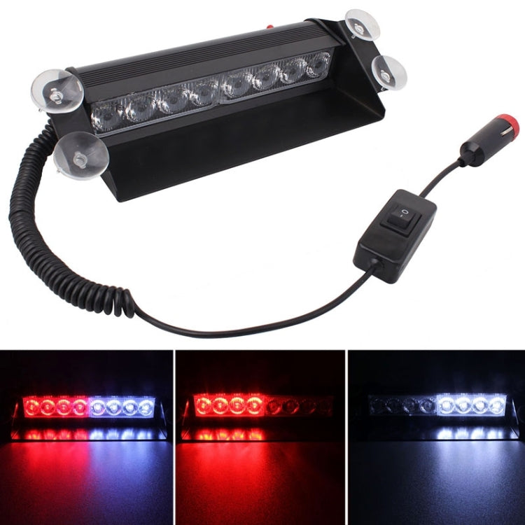 8W 800LM 8-LED 3-Modalità Angolo regolabile Strobo per auto Flash Dash Lampada di emergenza Luce di emergenza con ventose, DC 12V, White + Red, White + Yellow, Red + Blue, Blue, Red, White, Yellow