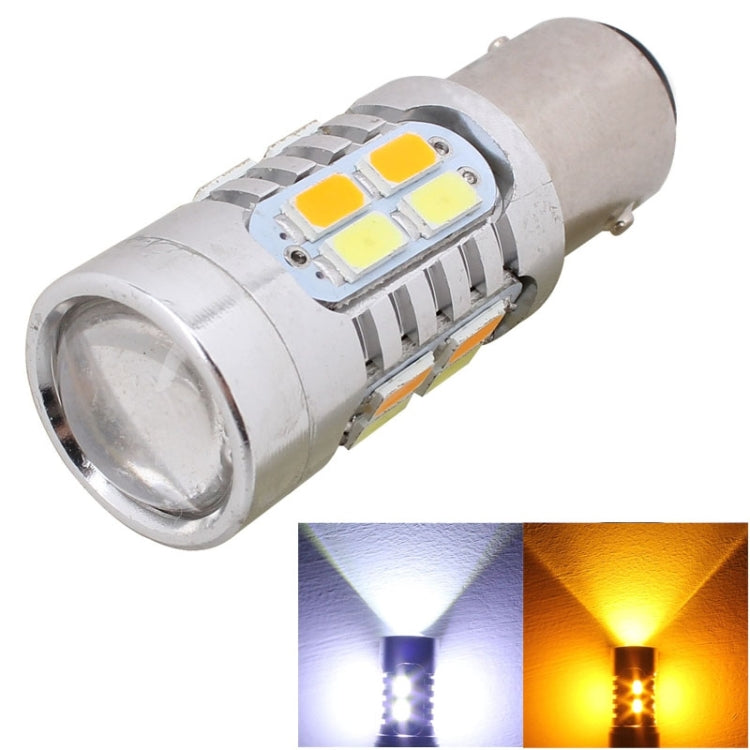 2PCS 1157/BAY15D 10W 700LM Giallo + Luce Bianca 20-LED SMD 5630 Lampadina Luce Freno Auto, Corrente Costante, DC 12-24V, 1157