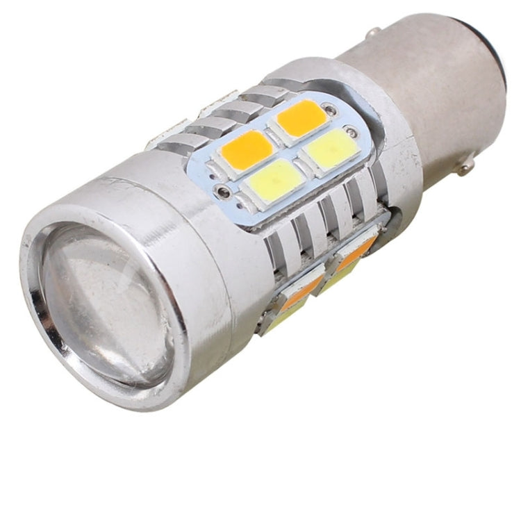 2PCS 1157/BAY15D 10W 700LM Giallo + Luce Bianca 20-LED SMD 5630 Lampadina Luce Freno Auto, Corrente Costante, DC 12-24V, 1157