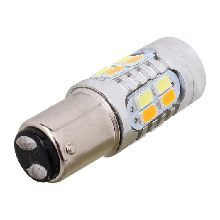 2PCS 1157/BAY15D 10W 700LM Giallo + Luce Bianca 20-LED SMD 5630 Lampadina Luce Freno Auto, Corrente Costante, DC 12-24V, 1157