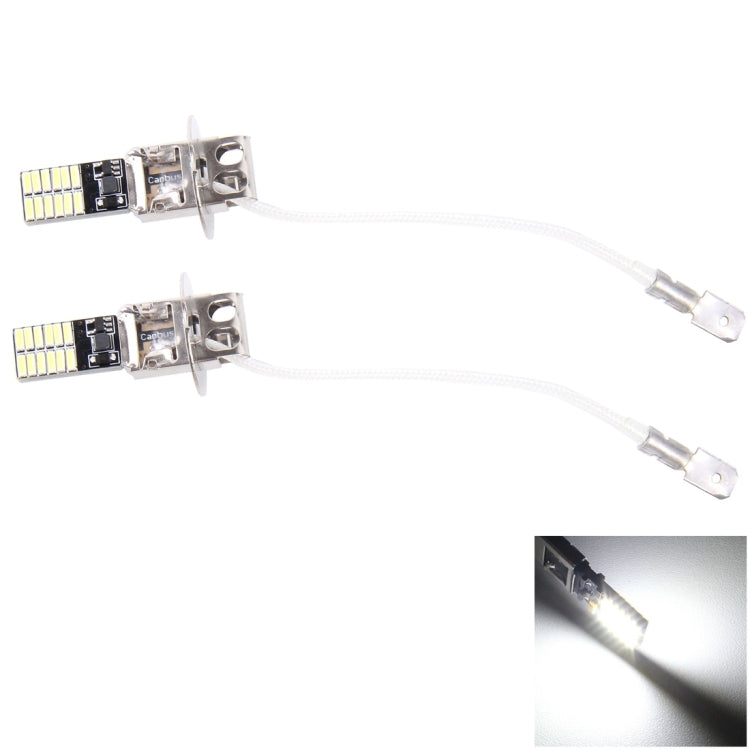 2 PZ H3 4.8W 720LM 6500K Luce bianca 24 LED SMD 4014 Lampada per luci di ingombro per auto Canbus senza errori, DC 12V, H3+4.8W 720LM/6500K