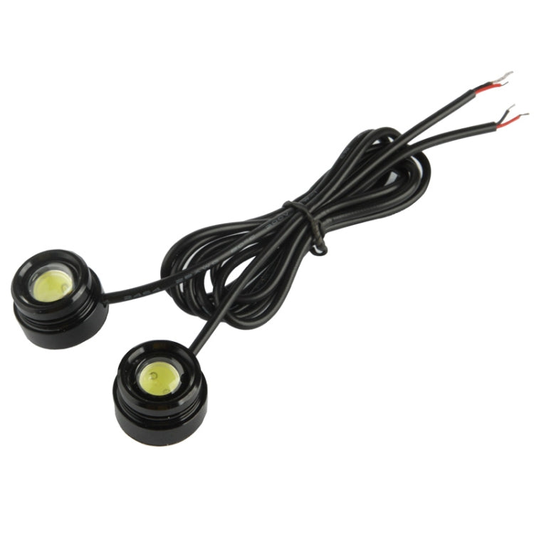 2x luci LED bianche Eagle Eye impermeabili da 1,5 W per veicoli, lunghezza cavo: 65 cm, 1.5W