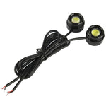 2x luci LED bianche Eagle Eye impermeabili da 1,5 W per veicoli, lunghezza cavo: 65 cm, 1.5W